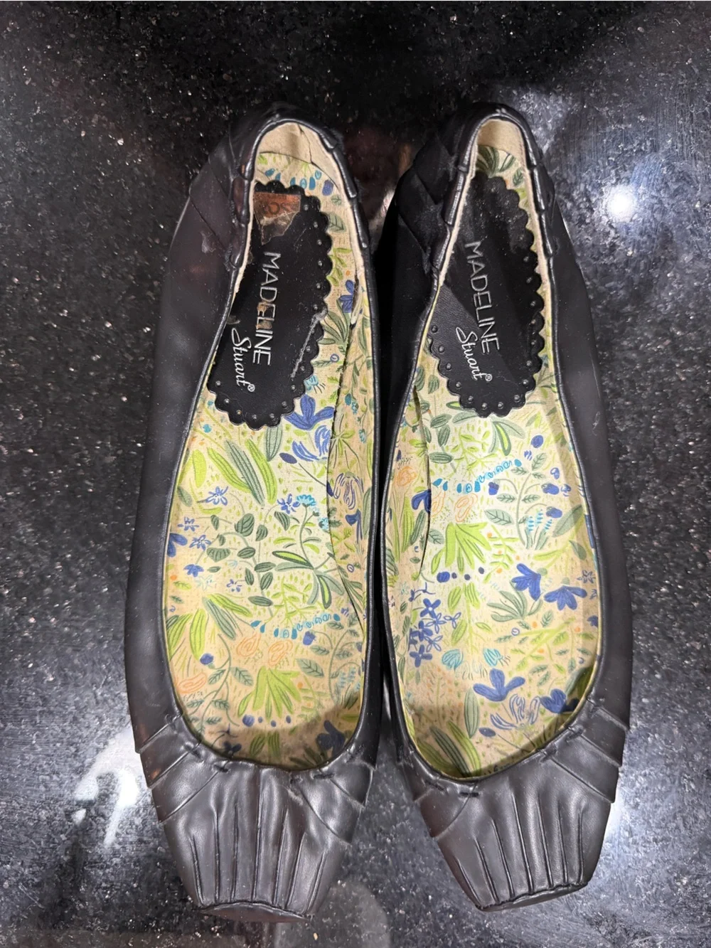 Madeline Stuart Black Floral-Insole Ballet Flats